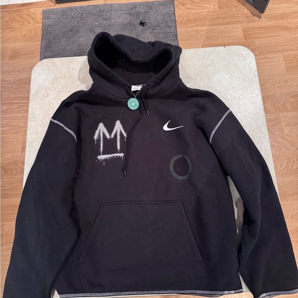 Nike Offwhite Black Hoodie with White Accents